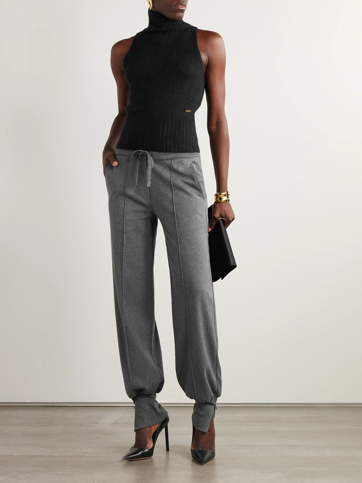 Tom Ford Cashmere And Silk-blend Turtleneck Top In Black