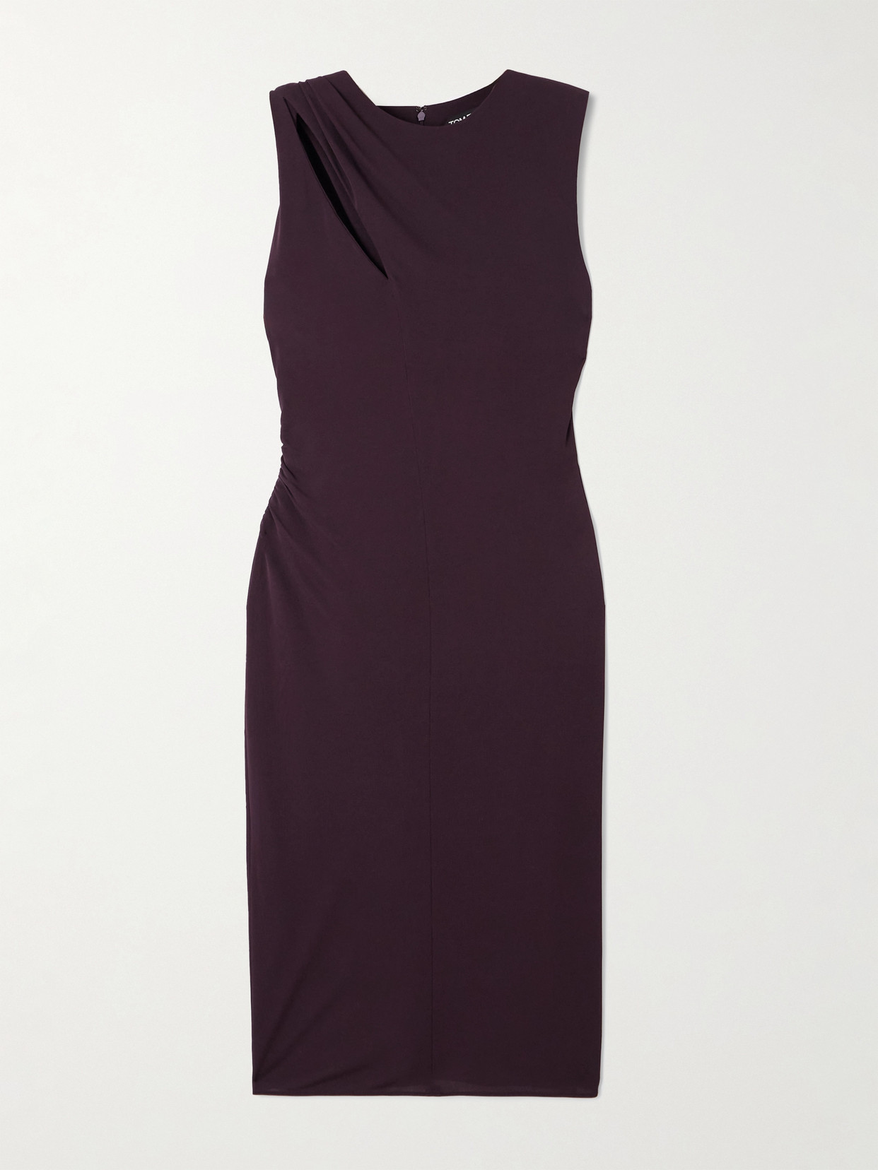 Tom Ford Draped Cutout Jersey Dress In Brown