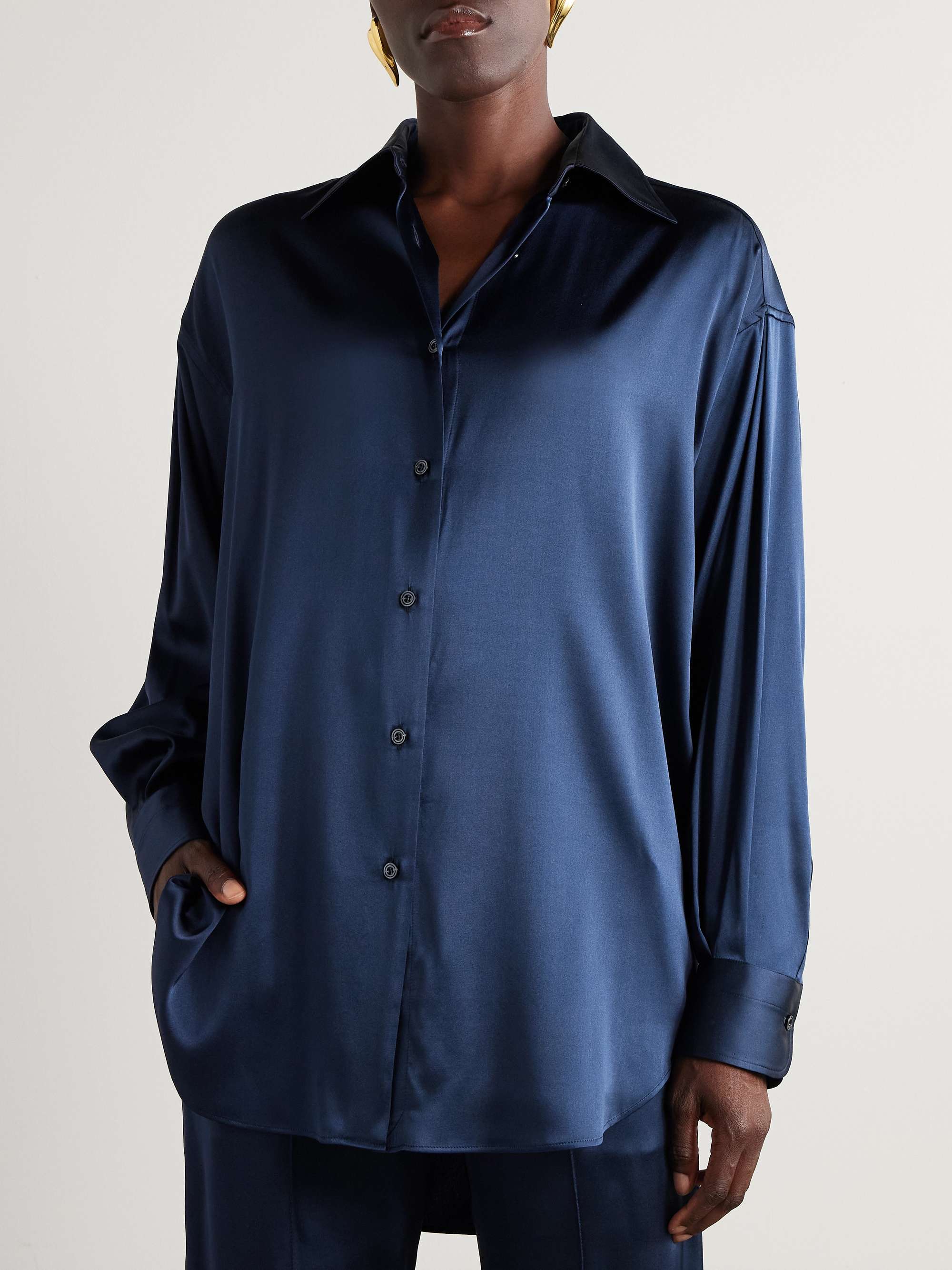 TOM FORD Oversized stretch-silk satin shirt