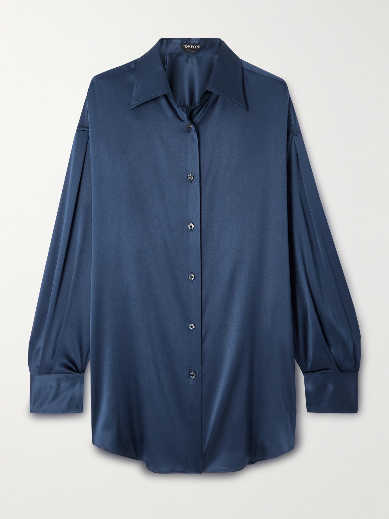 Tom Ford Oversized Stretch-silk Satin Shirt In Blue