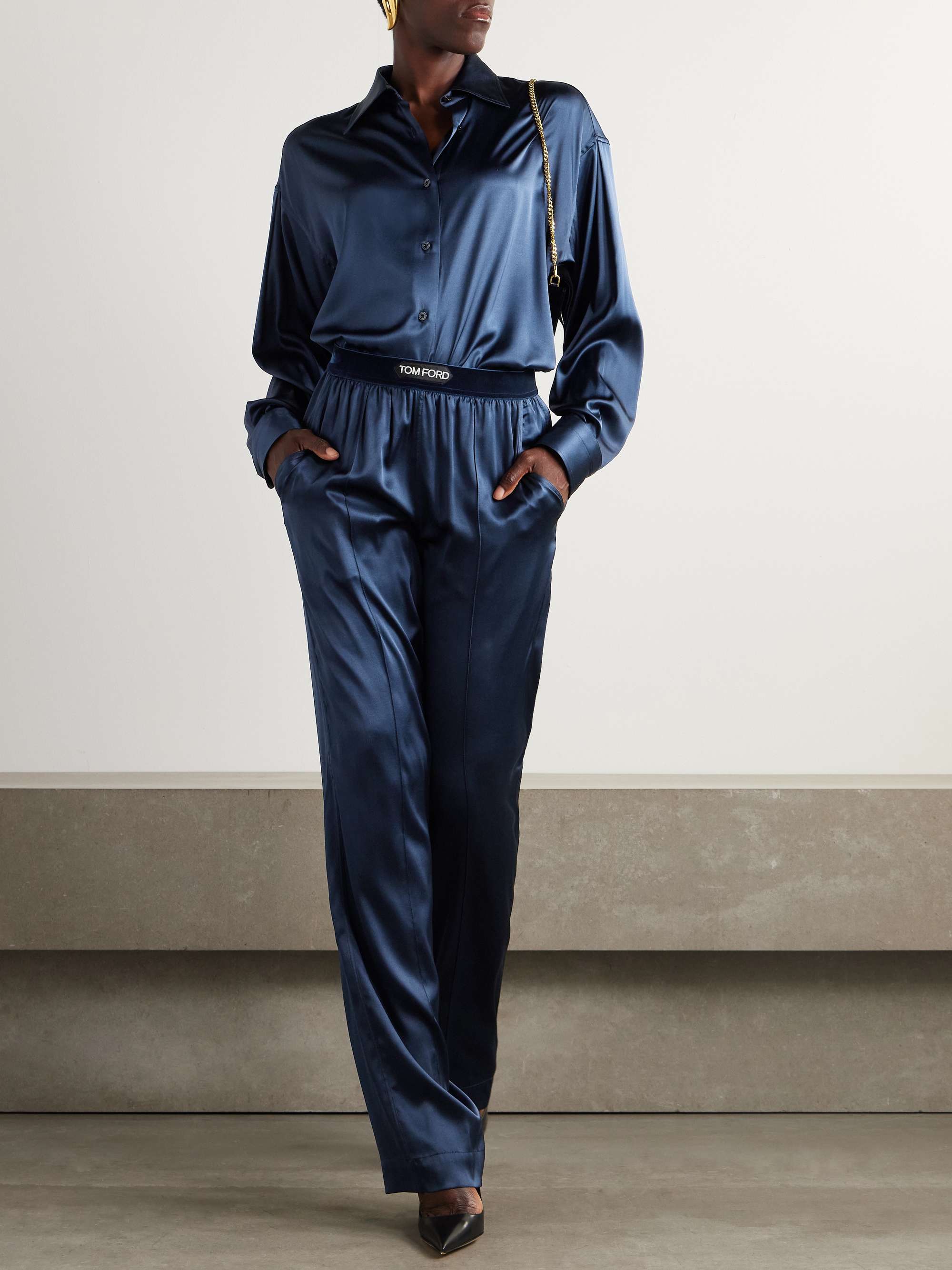 TOM FORD Oversized stretch-silk satin shirt