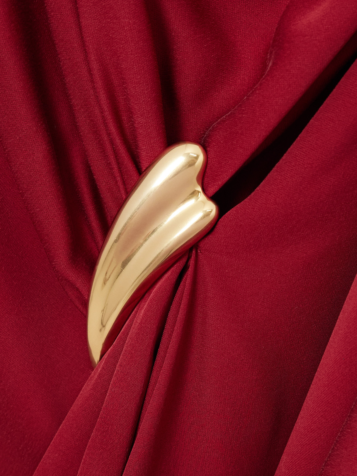 Tom Ford Embellished One-sleeve Draped Silk-crepe Gown In Burgundy