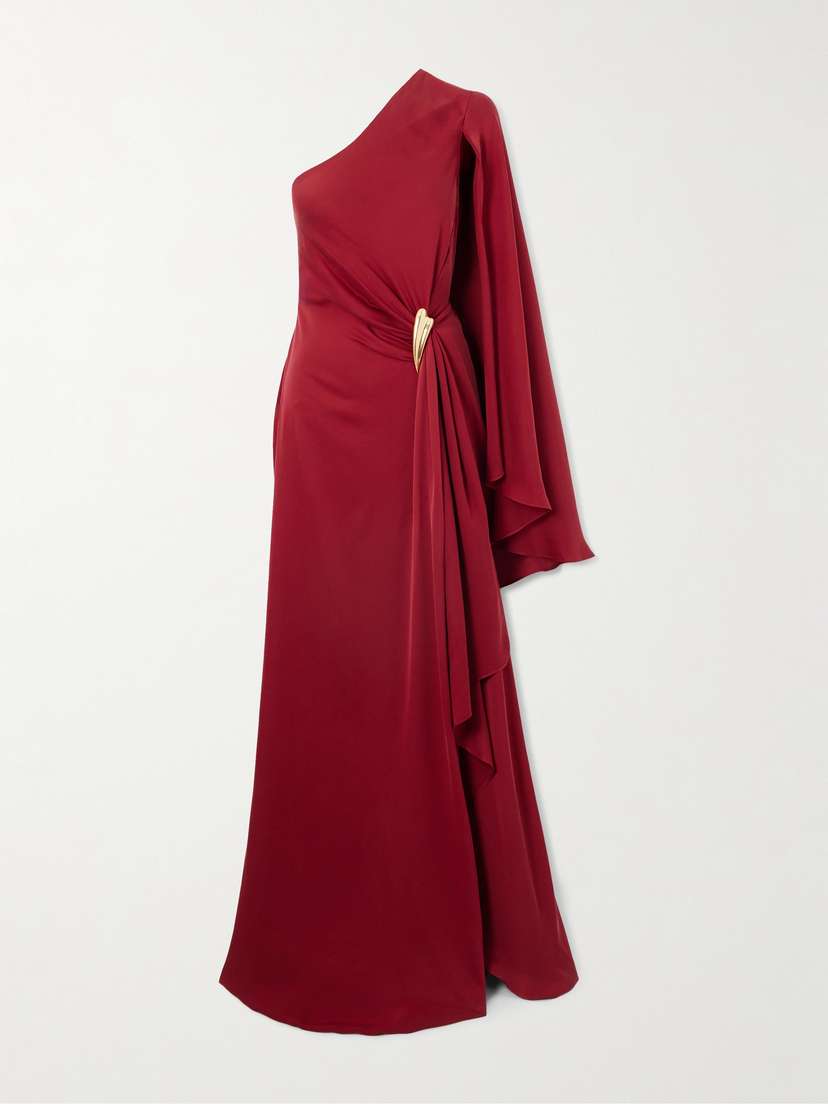 Tom Ford Embellished One-sleeve Draped Silk-crepe Gown