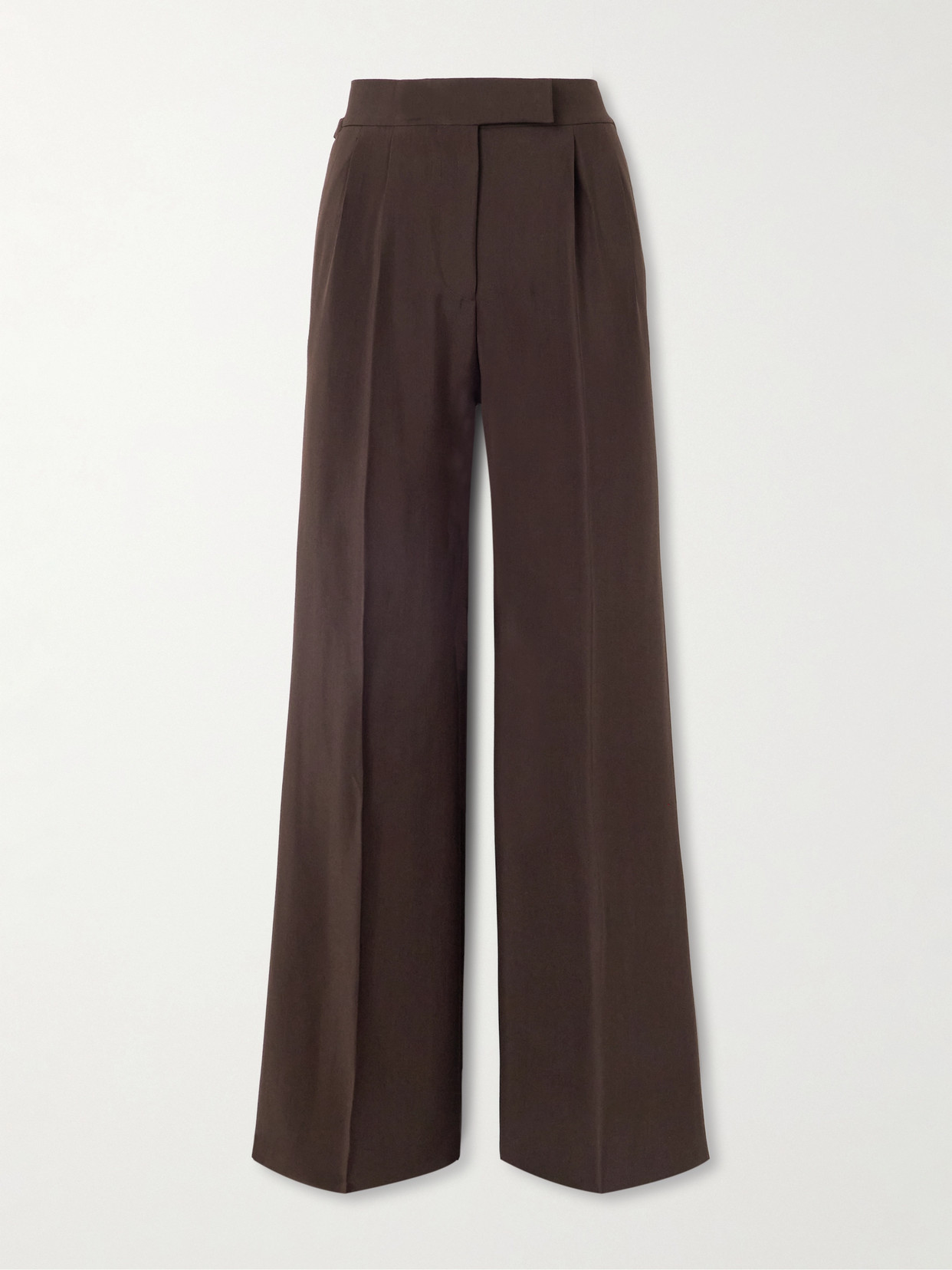 Tom Ford Pleated Washed-twill Wide-leg Pants In Brown
