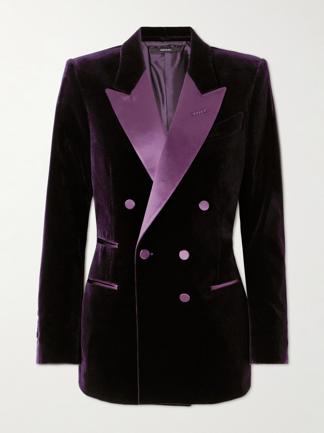 Tom Ford Double-breasted Cotton-blend Velvet Blazer In Purple