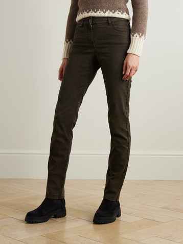 Purdey Stretch cotton, TENCEL™ and silk-blend twill slim-leg pants