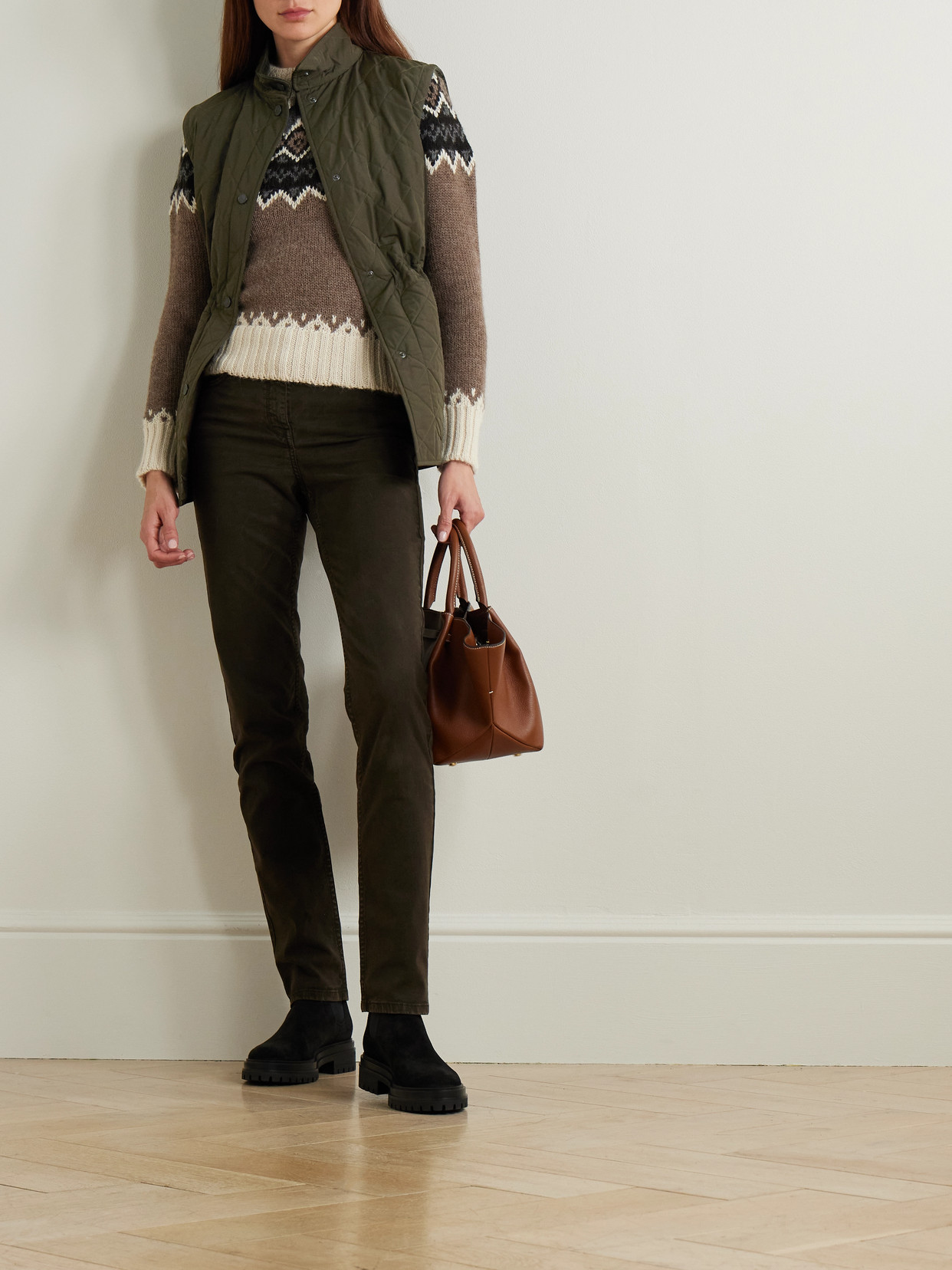 Shop Purdey Stretch Cotton, Tencel™ And Silk-blend Twill Slim-leg Pants In Green