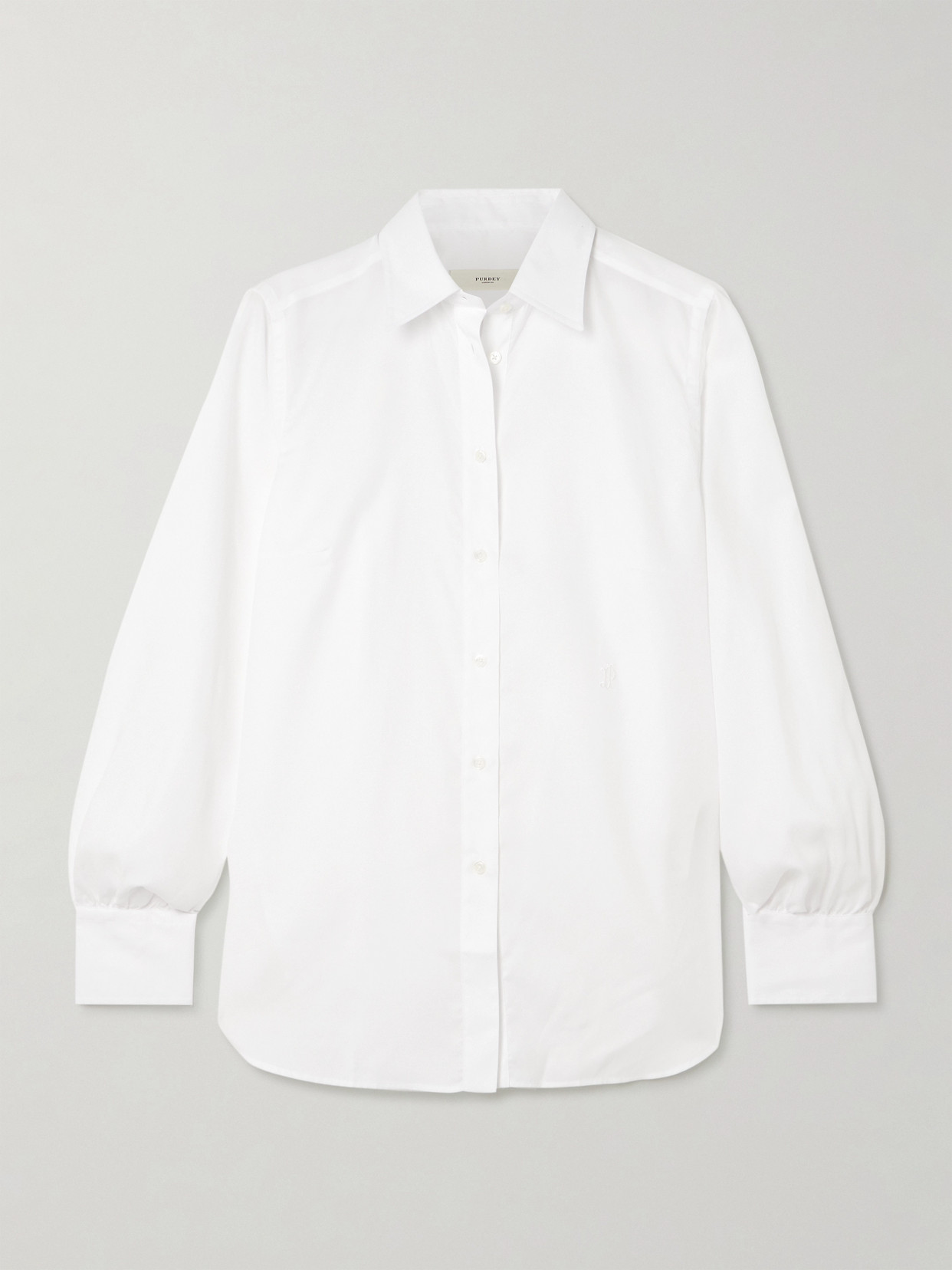 Purdey Logo-embroidered Cotton-poplin Shirt In White
