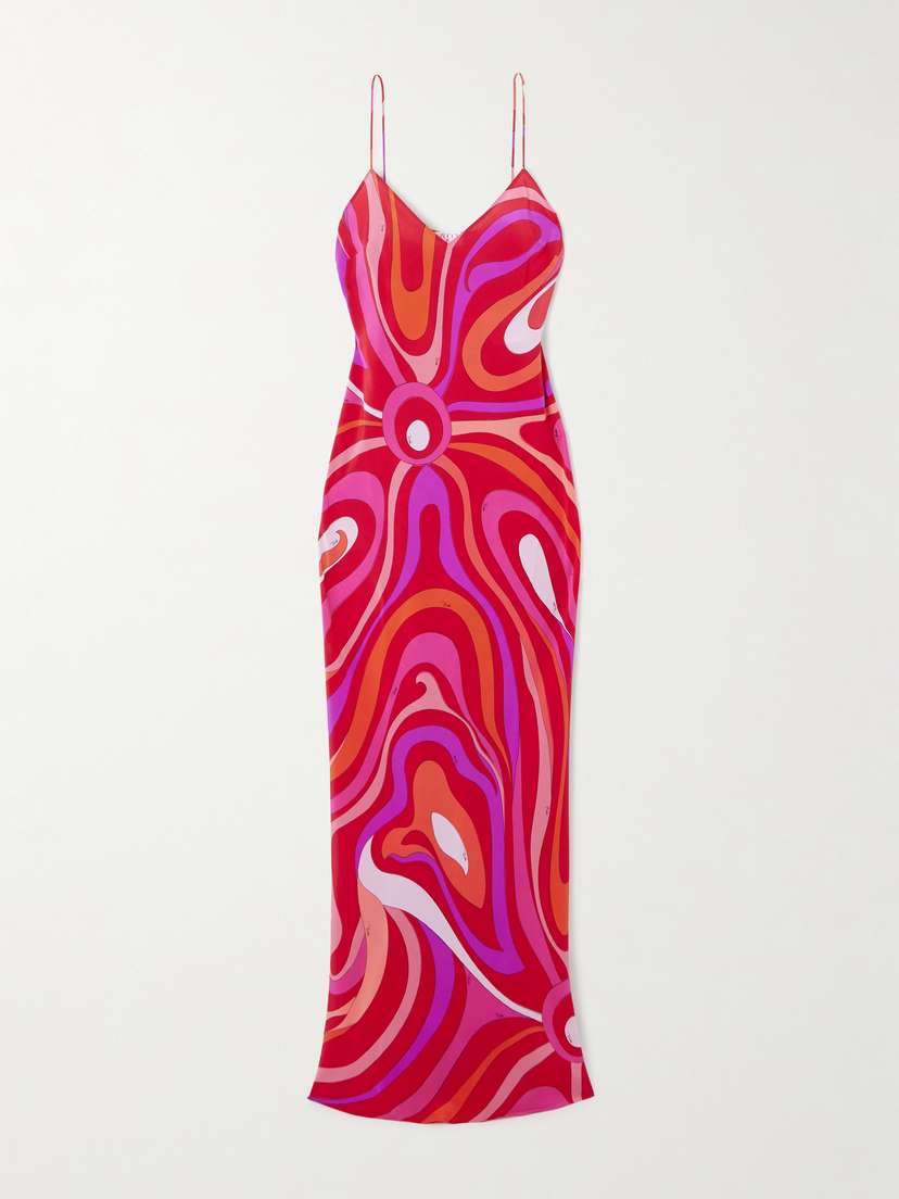 PUCCI Marmo Printed Silk Crepe De Chine Maxi Dress