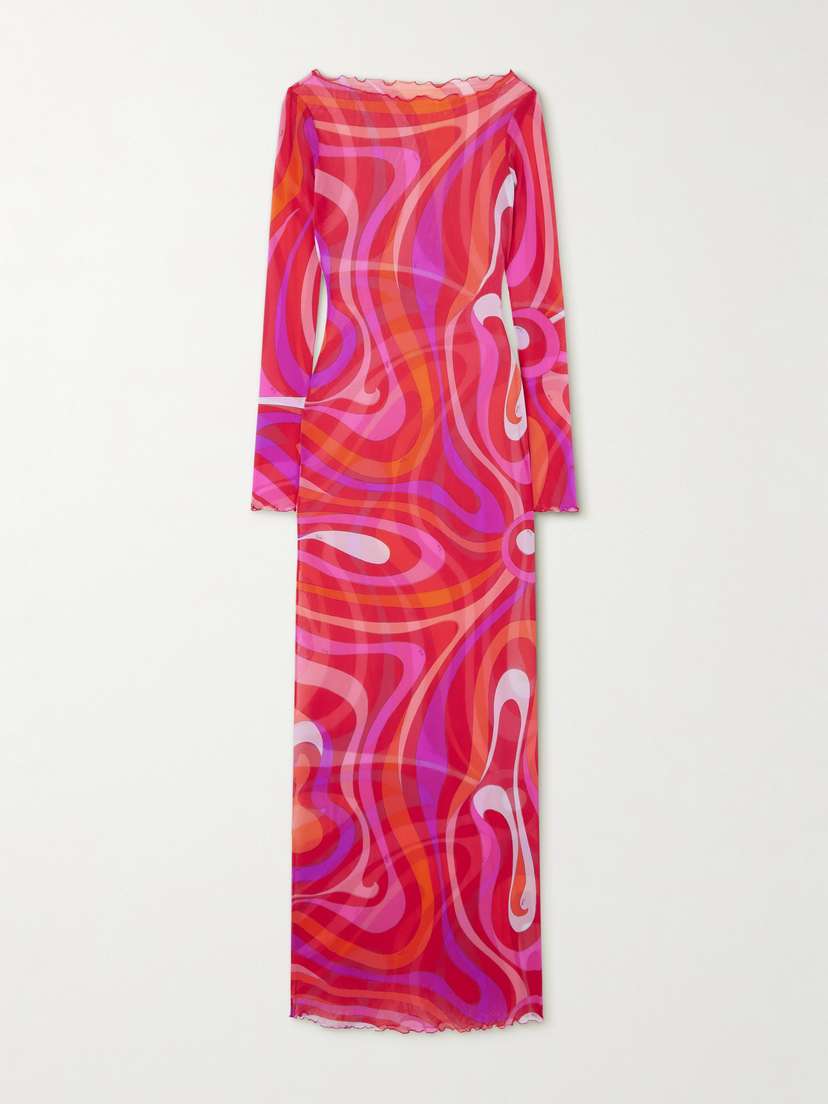 PUCCI Marmo Printed Mesh Maxi Dress