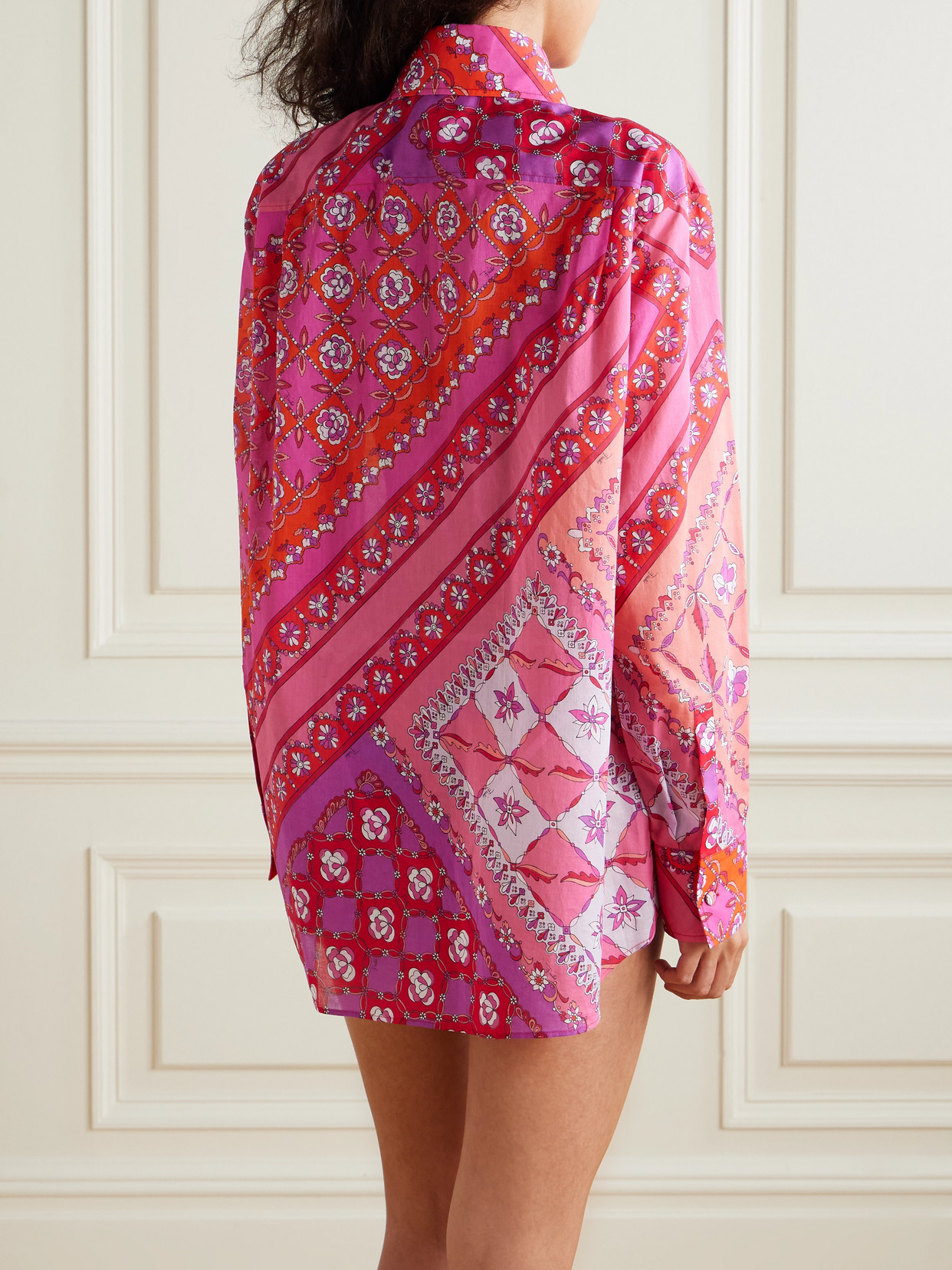 Pucci Festa Oversized Printed Cotton-voile Shirt In Pink