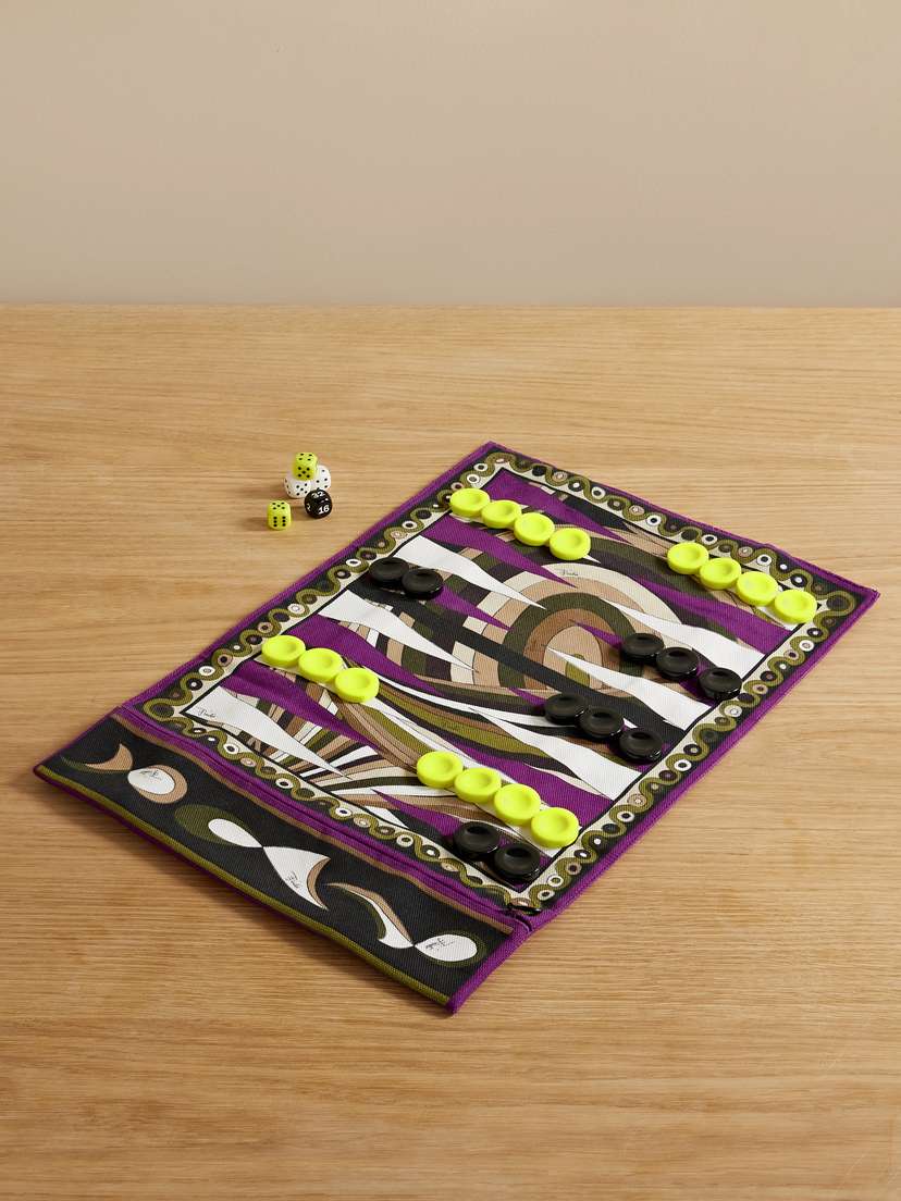 PUCCI Printed Canvas Portable Backgammon Set