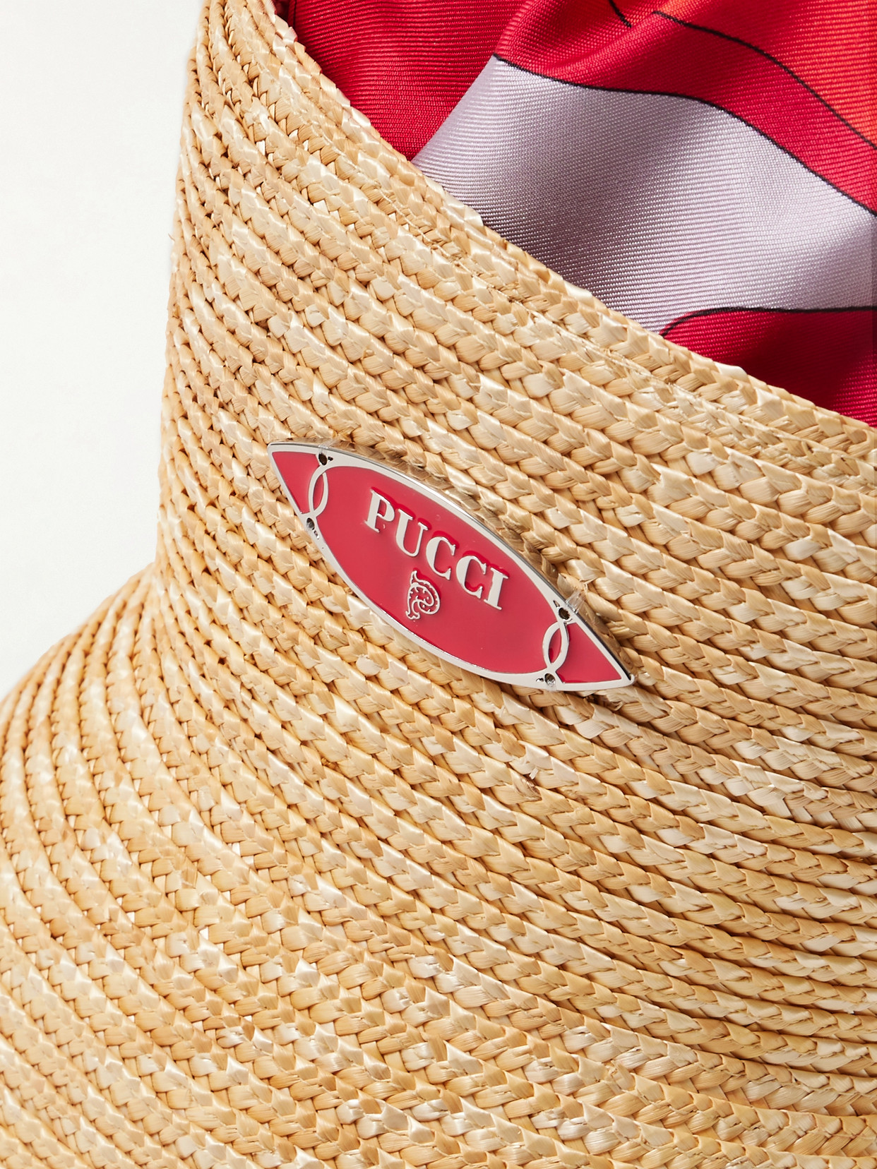 Pucci Nella Leather-trimmed Raffia And Printed Satin-twill Tote