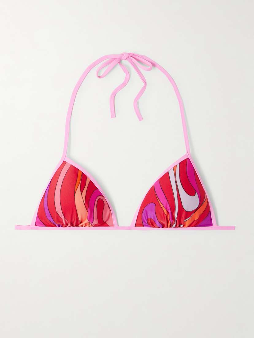 PUCCI Marmo Printed Triangle Halterneck Bikini Top