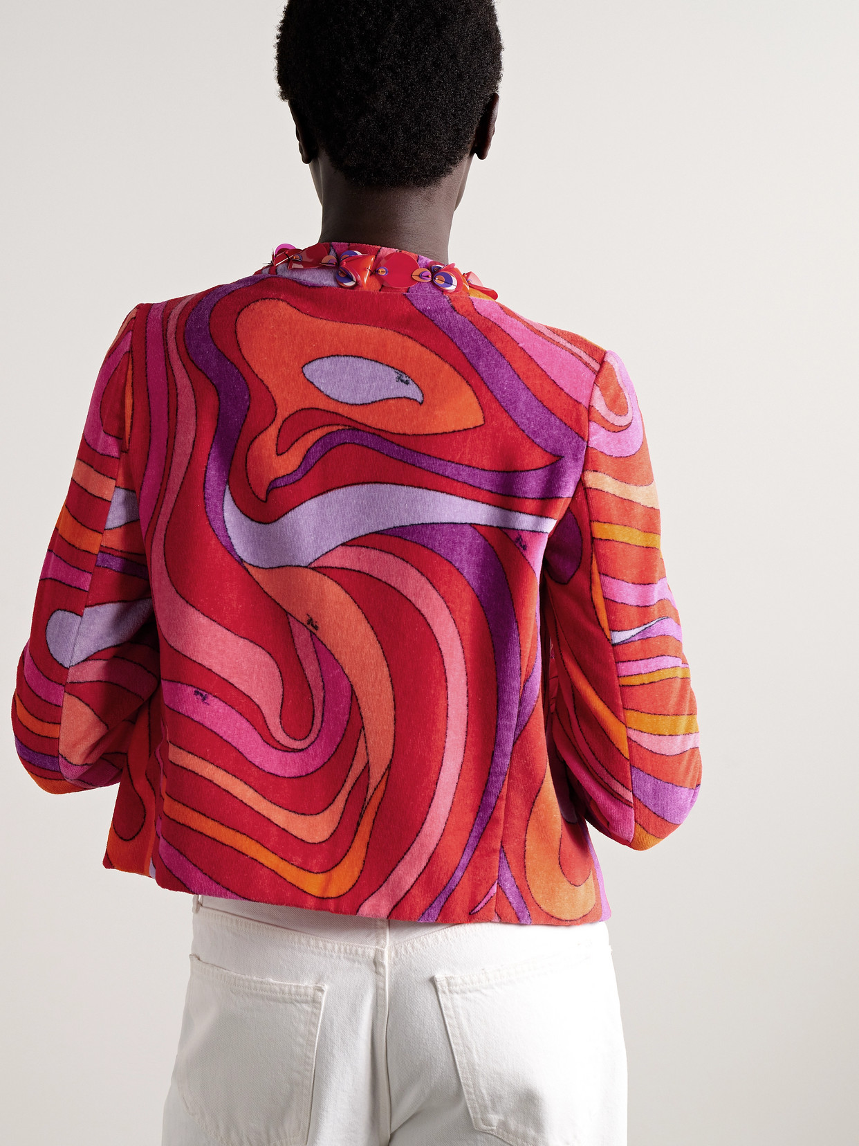 Pucci Embellished Twill-trimmed Printed Cotton-terry Jacket