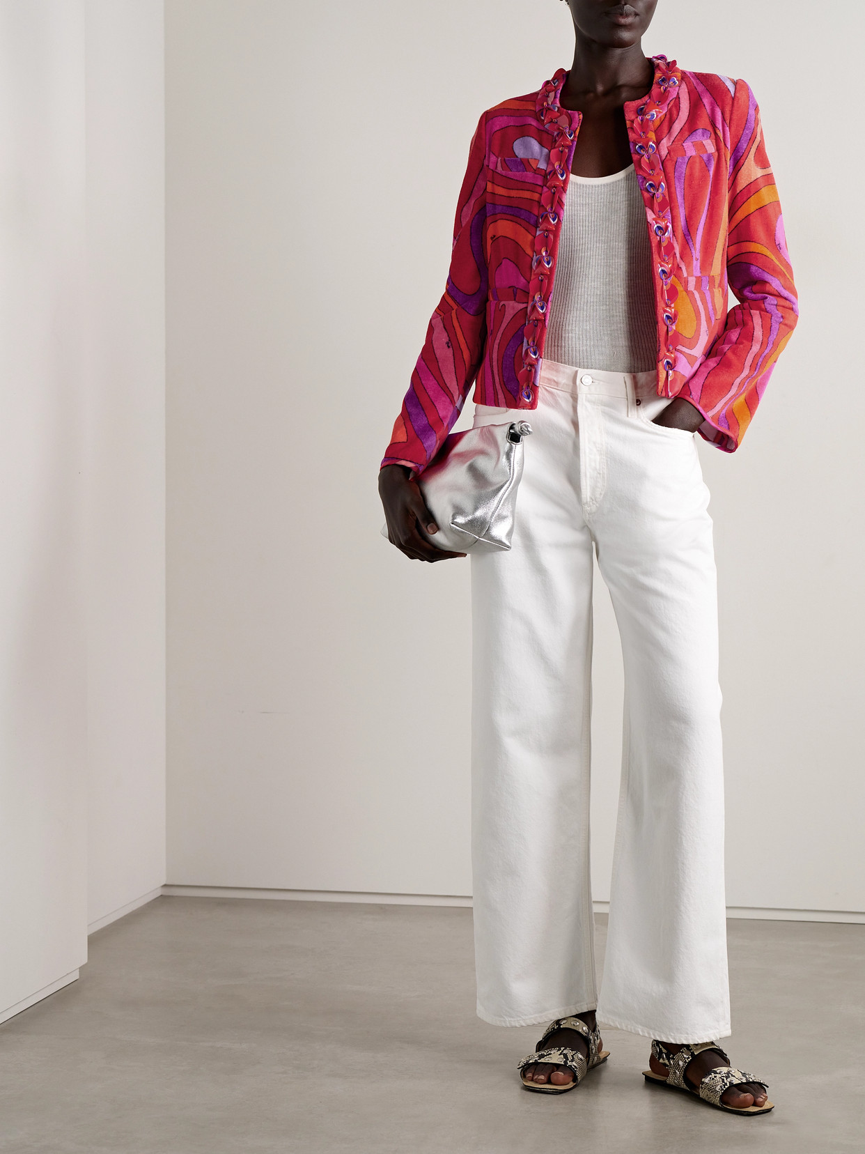 Pucci Embellished Twill-trimmed Printed Cotton-terry Jacket