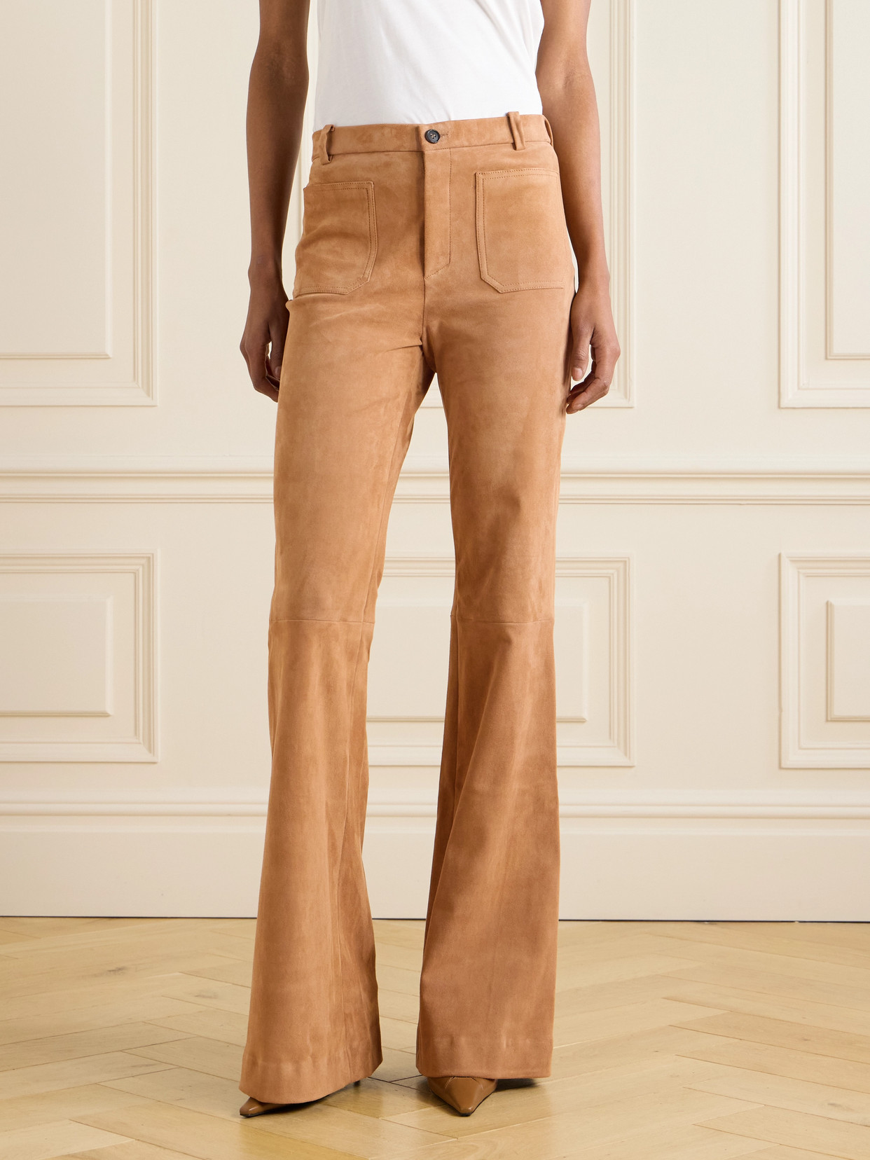 Stouls Laurent Suede Flared Pants In Brown