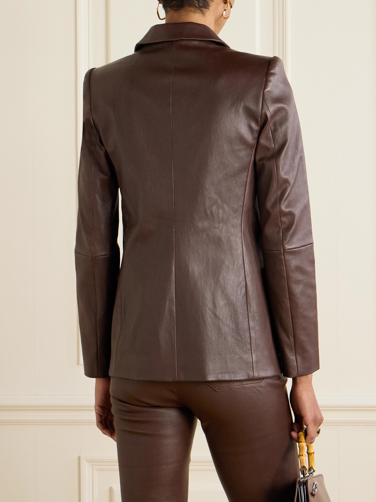 STOULS JONES DOUBLE-BREASTED LEATHER BLAZER