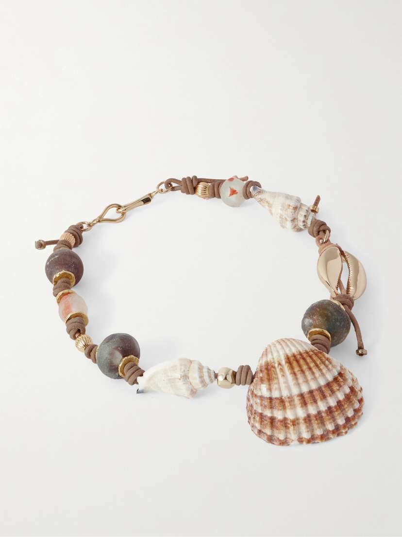 TOHUM Samsara Gold-plated, Shell And Cord Necklace