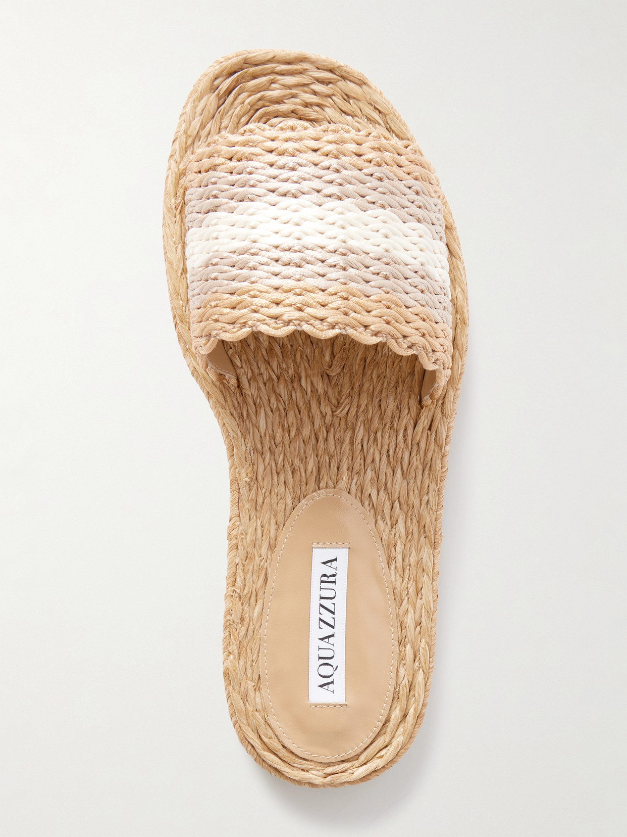Aquazzura Playa Striped Woven Metallic Raffia Sandals In Neutral