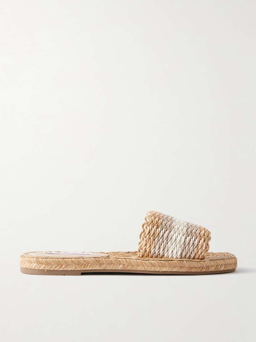 Aquazzura Playa Striped Woven Metallic Raffia Sandals