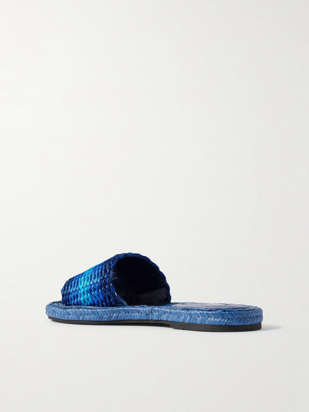 Aquazzura Playa Striped Cord Slides In Blue