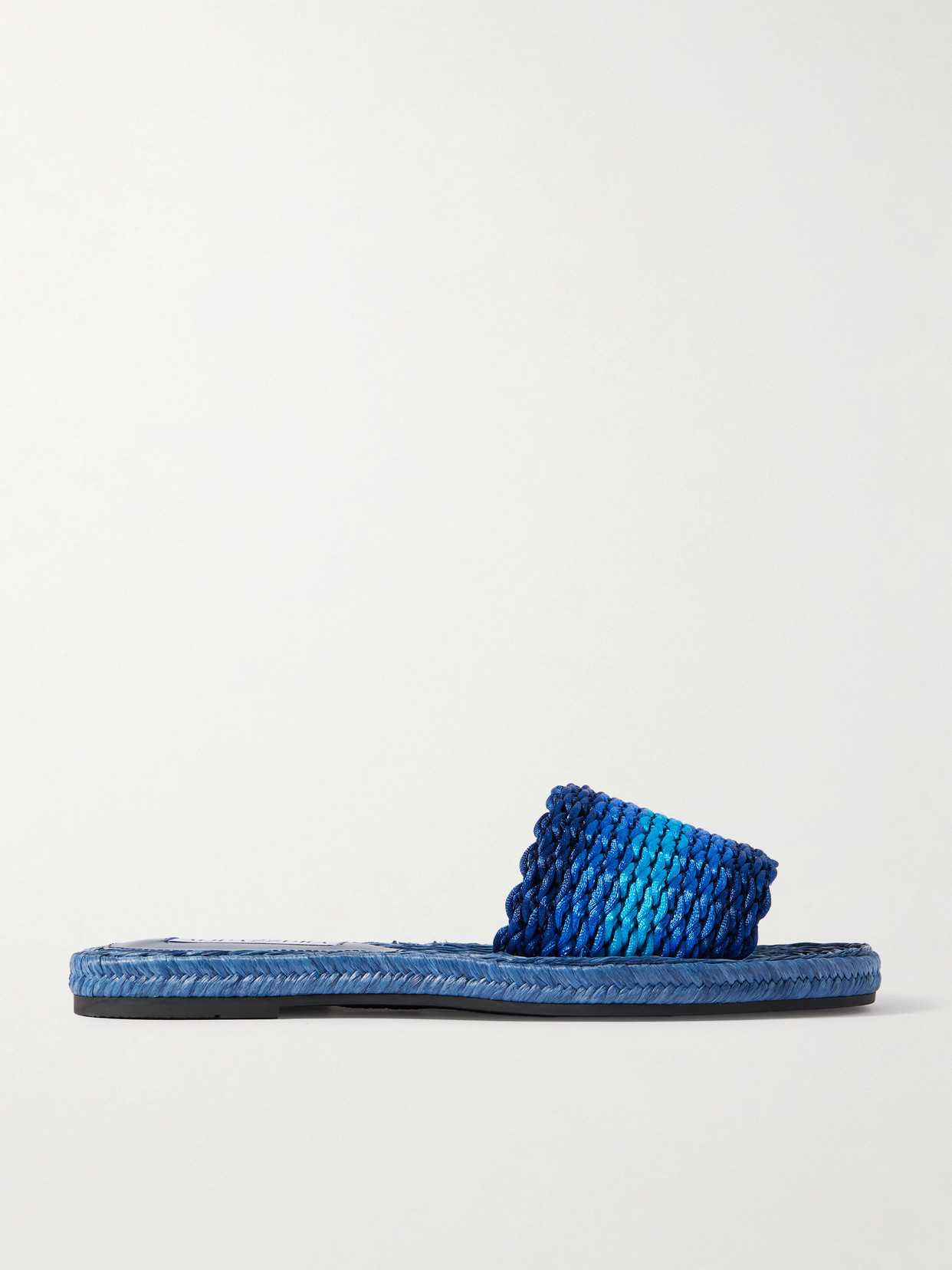 Aquazzura Playa Striped Cord Slides In Blue