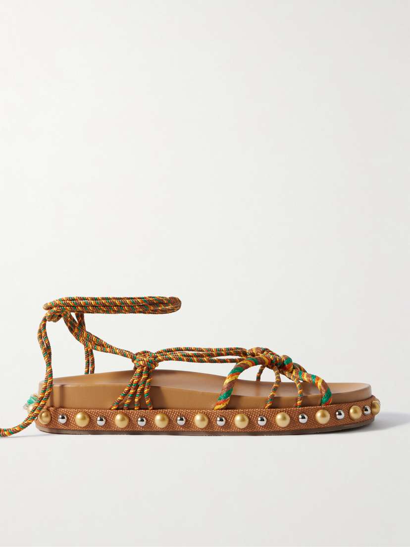 Aquazzura Tropical Rope Embellished Raffia Sandals