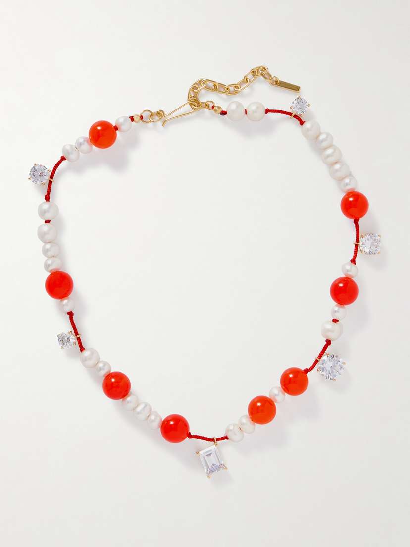 Completedworks Recycled Gold Vermeil, Cord, Pearl, Bead And Crystal Necklace