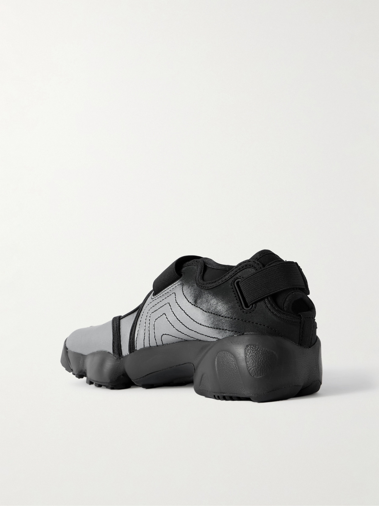 Nike Air Rift Split-toe Metallic Leather Sneakers In Silver