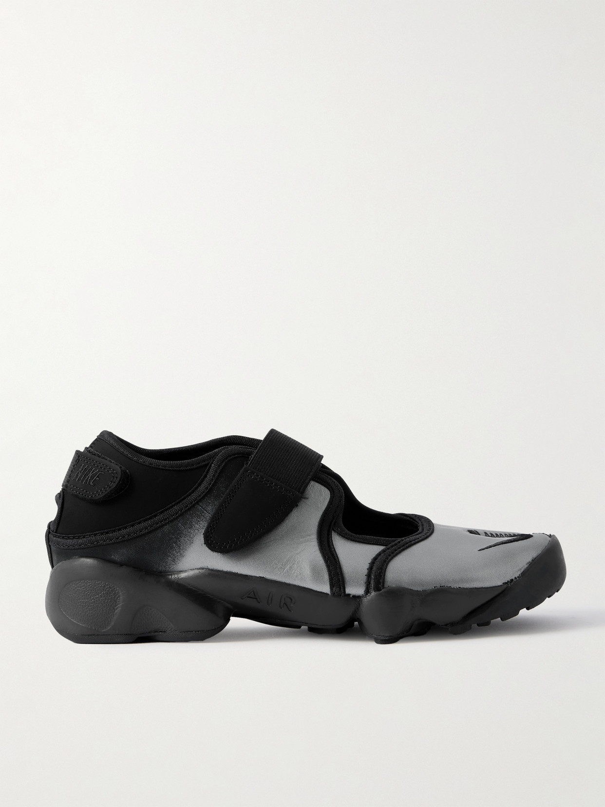 Nike Air Rift Split-toe Metallic Leather Sneakers In Silver