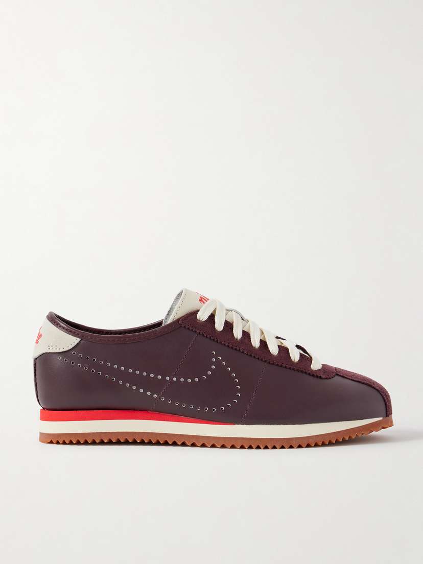 Nike Cortez Suede-trimmed Perforated Leather Sneakers