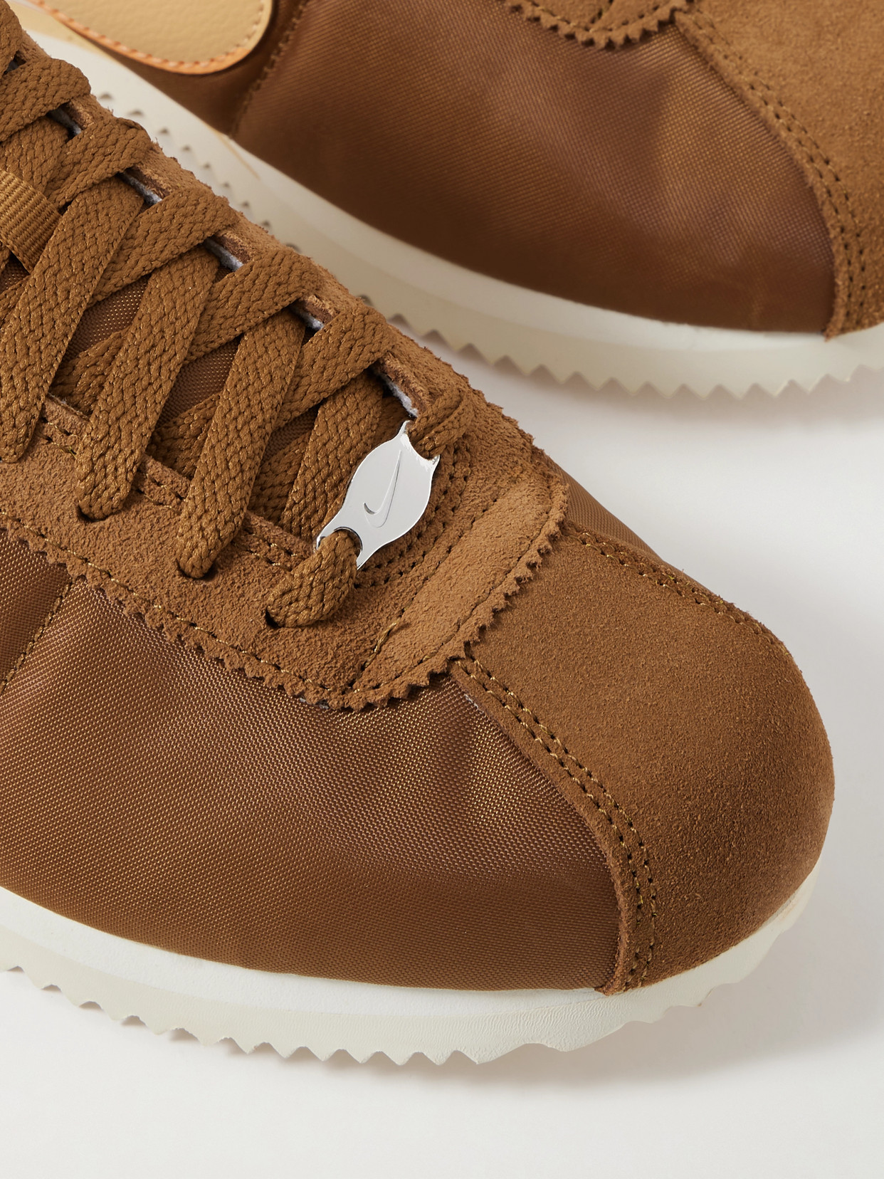 Nike Cortez Suede And Leather-trimmed Shell Sneakers In Brown