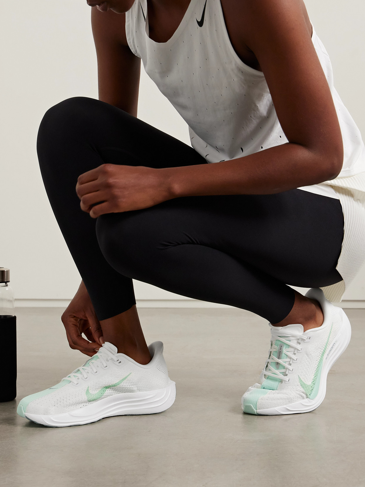 Nike Pegasus Plus Rubber-trimmed Flyknit Sneakers In Green