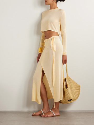 The Frankie Shop Alsen knitted midi wrap skirt