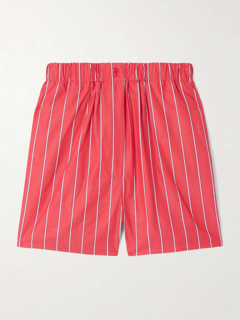 The Frankie Shop Lui Striped Cotton-poplin Shorts