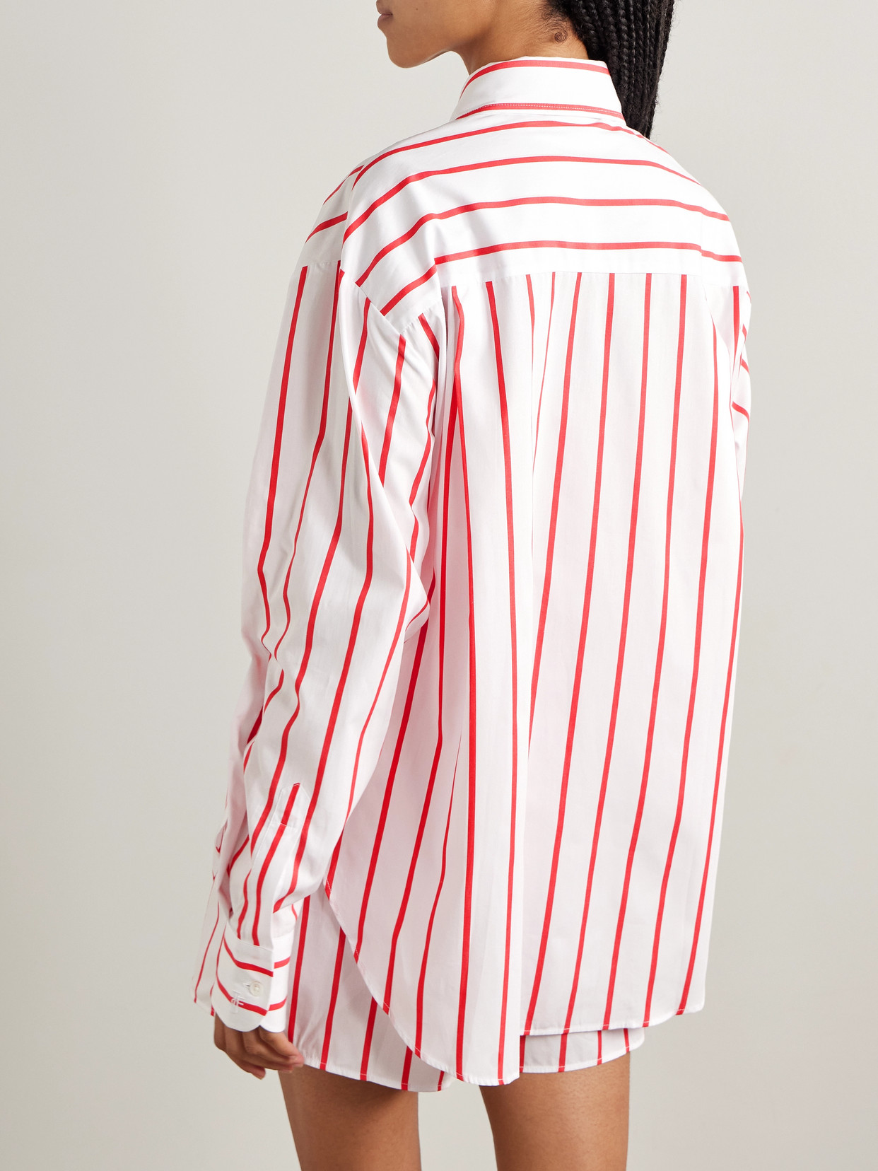 The Frankie Shop Lui Oversized Striped Cotton-poplin Shirt