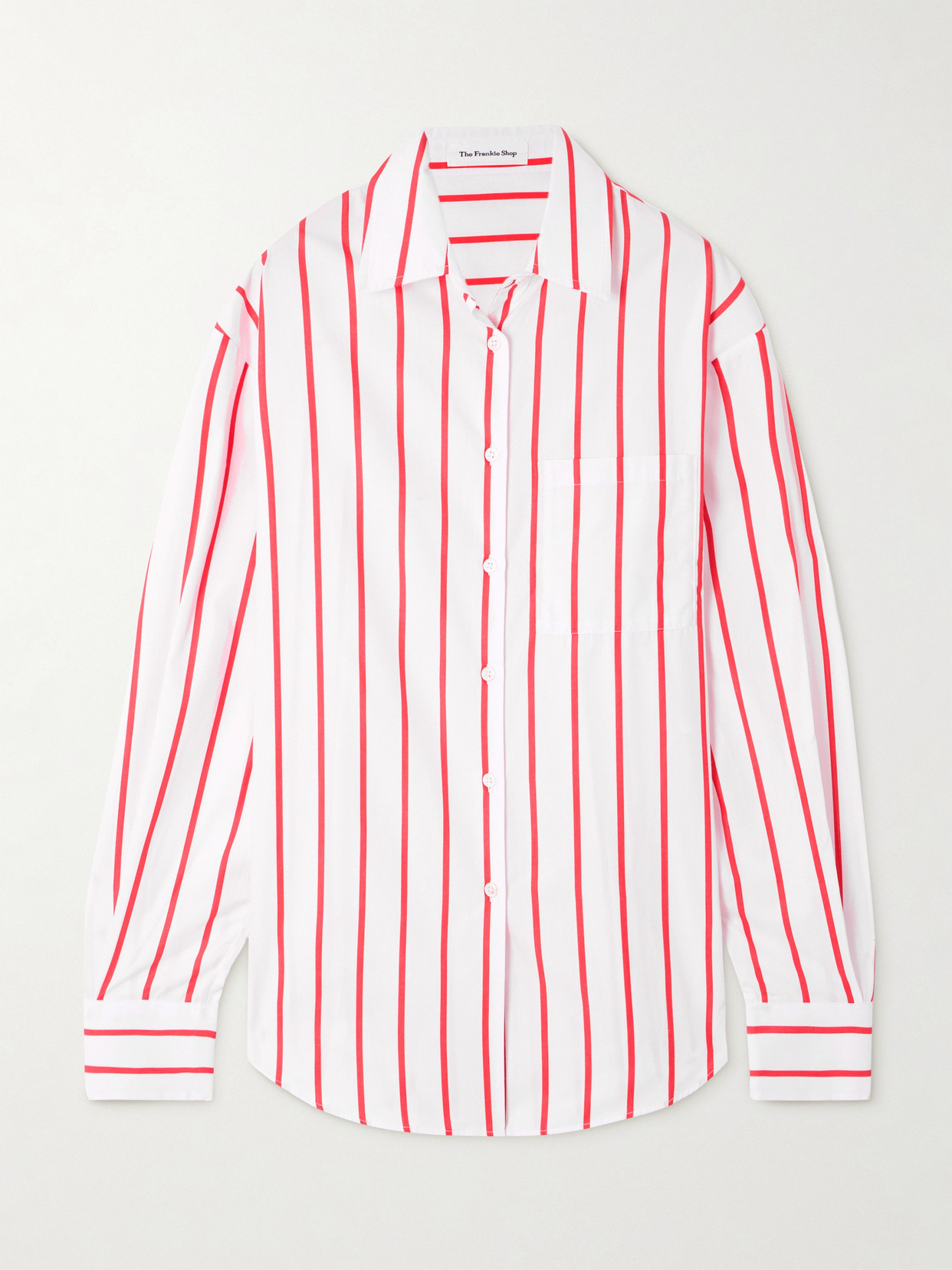The Frankie Shop Lui Oversized Striped Cotton-poplin Shirt In White