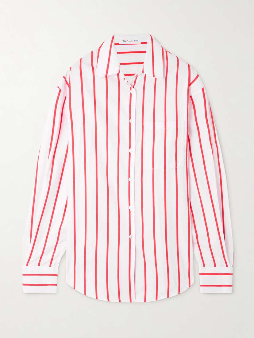 The Frankie Shop Lui Oversized Striped Cotton-poplin Shirt