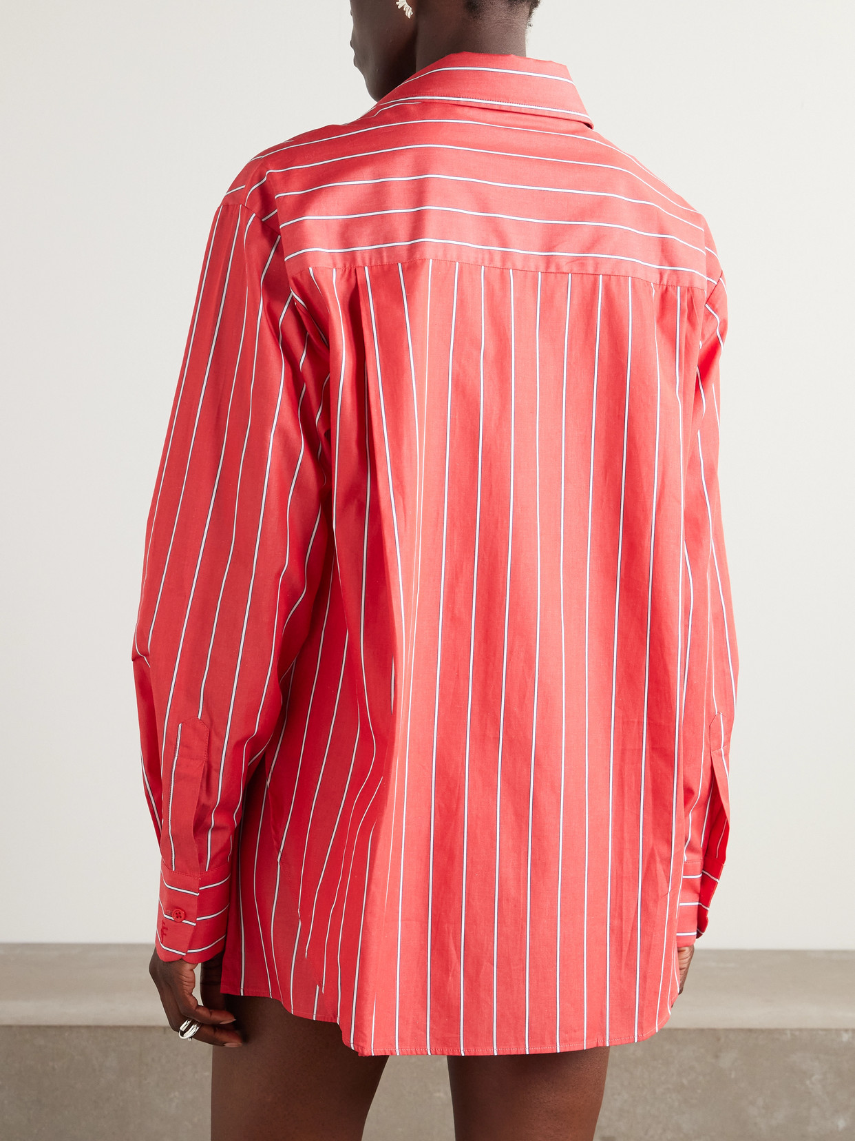 The Frankie Shop Lui Striped Cotton-poplin Shirt