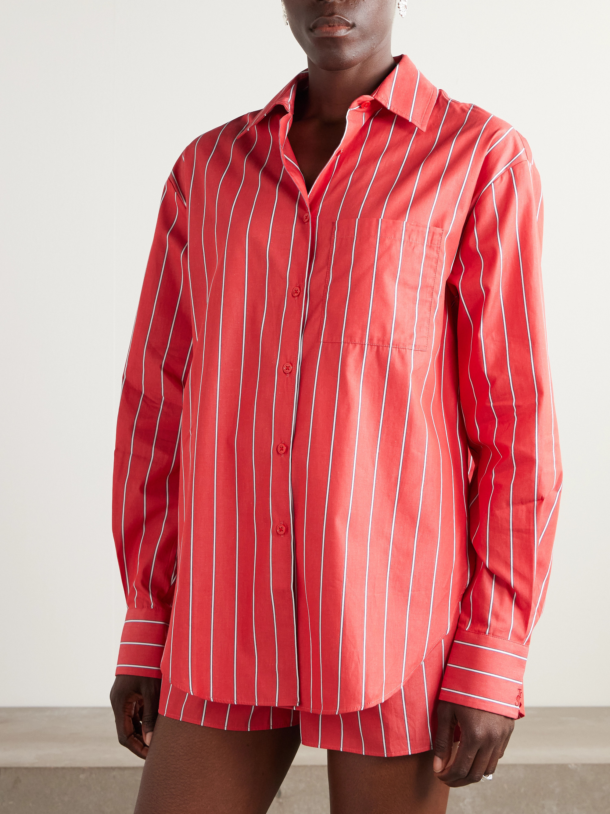 The Frankie Shop Lui striped cotton-poplin shirt