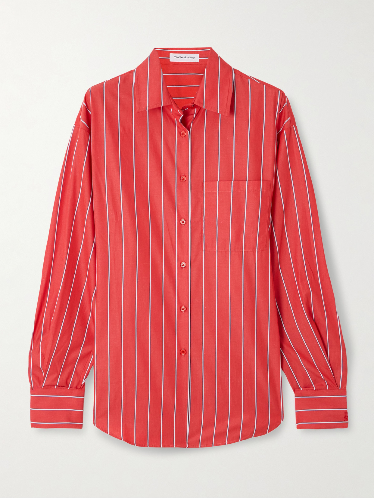 The Frankie Shop Lui Striped Cotton-poplin Shirt In Red