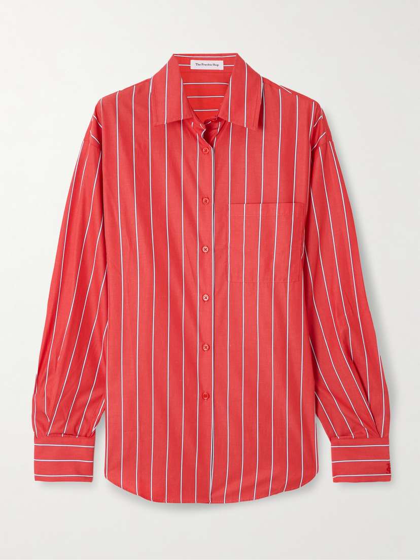 The Frankie Shop Lui triped Cotton-poplin hirt