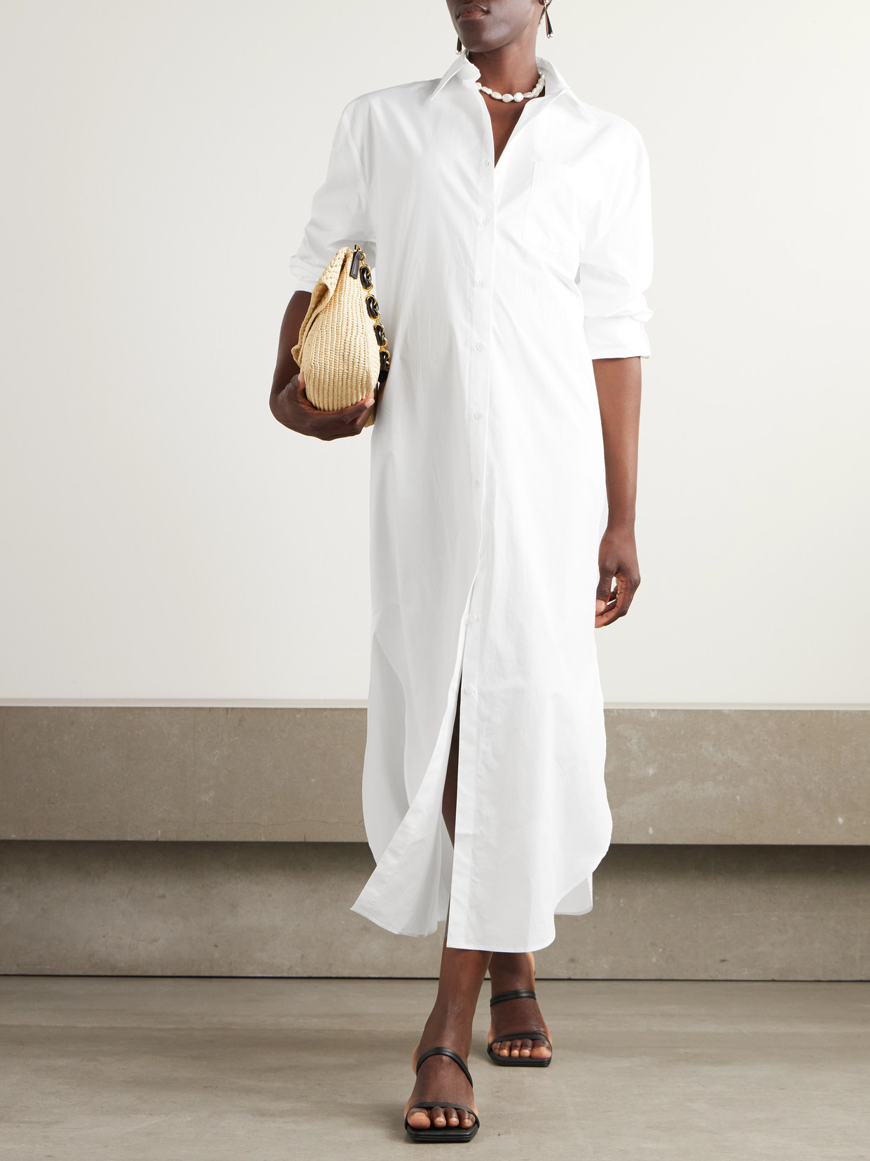 The Frankie Shop Helena Cotton-poplin Maxi Shirt Dress