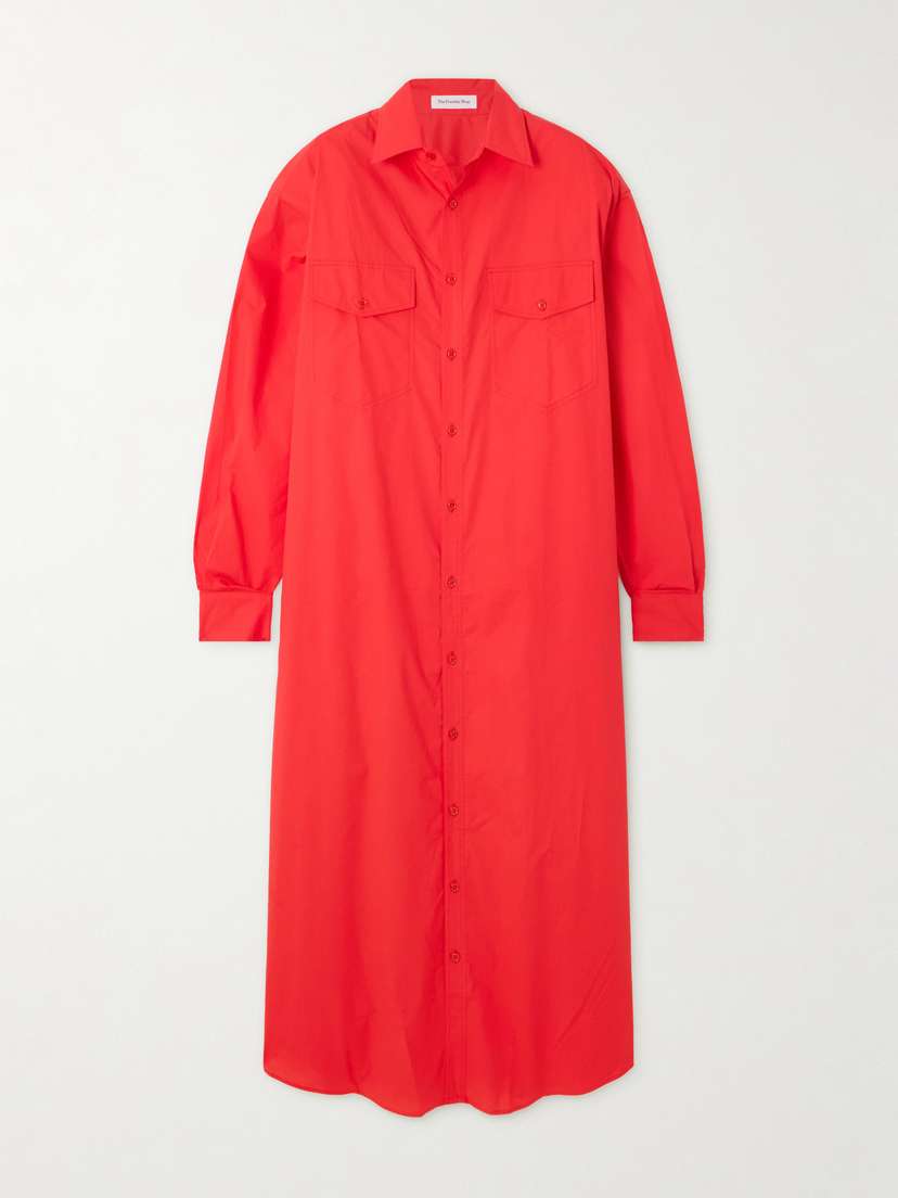 The Frankie Shop Calren Oversized Cotton-poplin Maxi Shirt Dress
