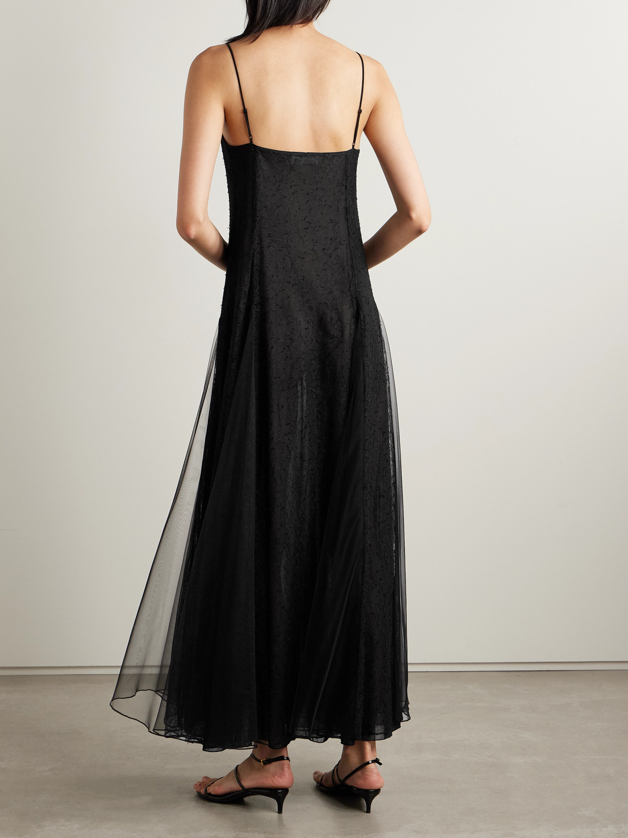 Veronica De Piante Gigi Tulle-paneled Chantilly Lace Maxi Dress