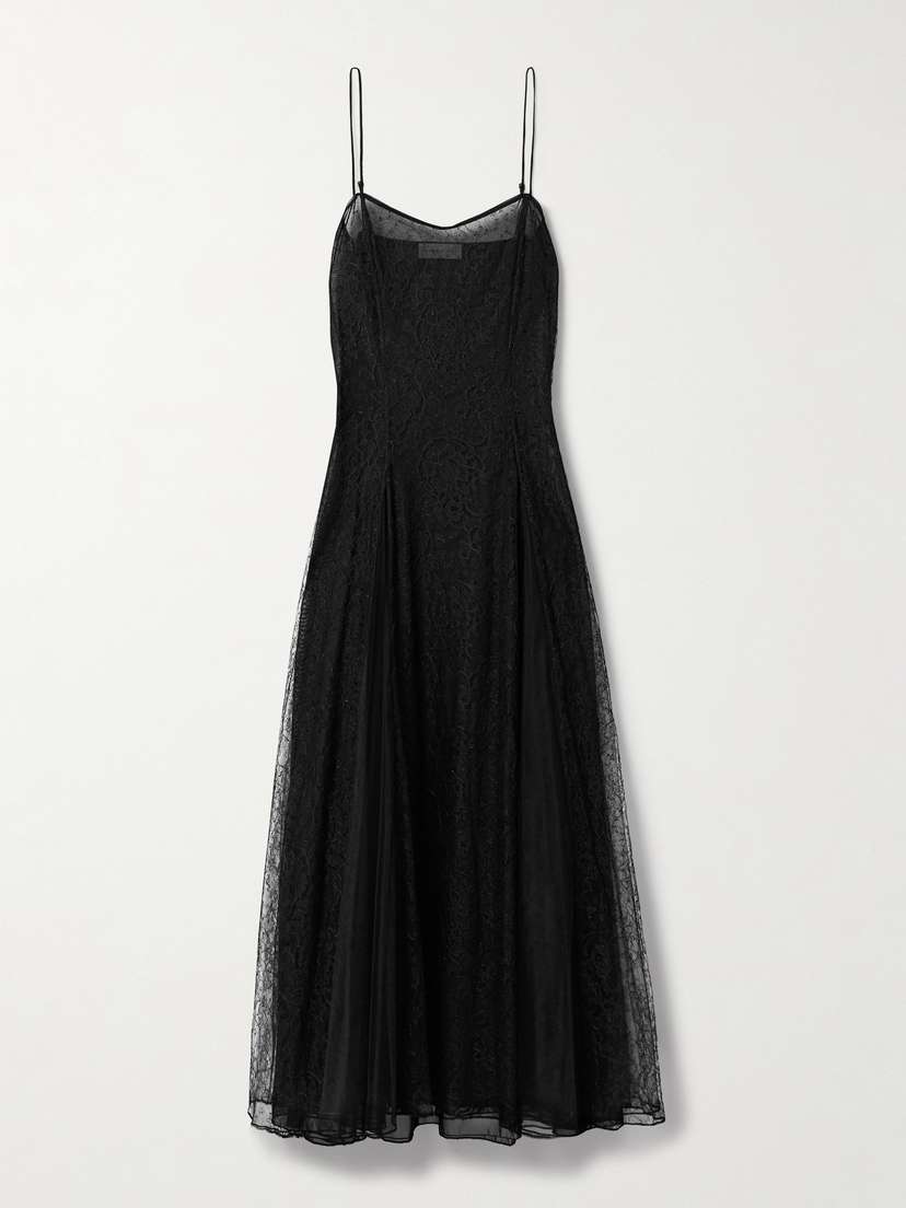 Veronica de Piante Gigi Tulle-paneled Chantilly Lace Maxi Dress