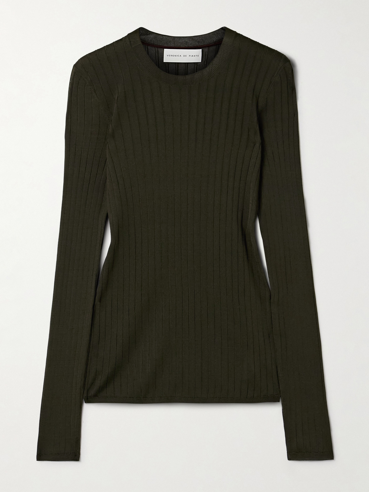 Veronica De Piante Elena Ribbed Silk-crepe Sweater