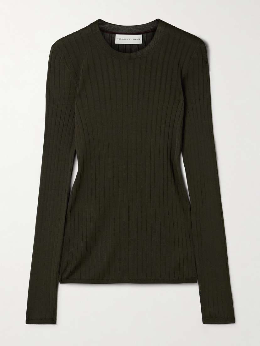 Veronica de Piante Elena Ribbed Silk-crepe Sweater