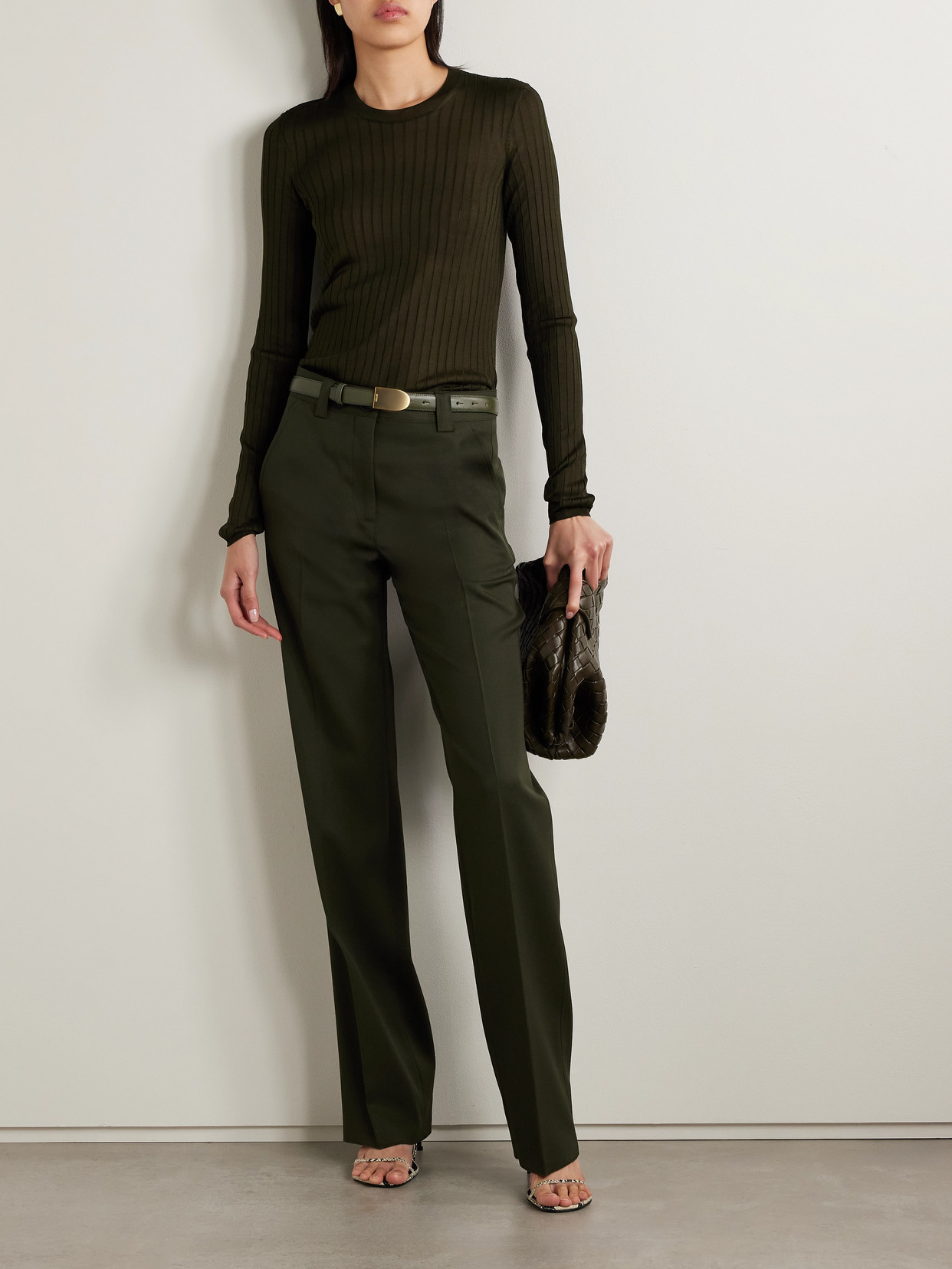 Veronica De Piante Elena Ribbed Silk-crepe Sweater
